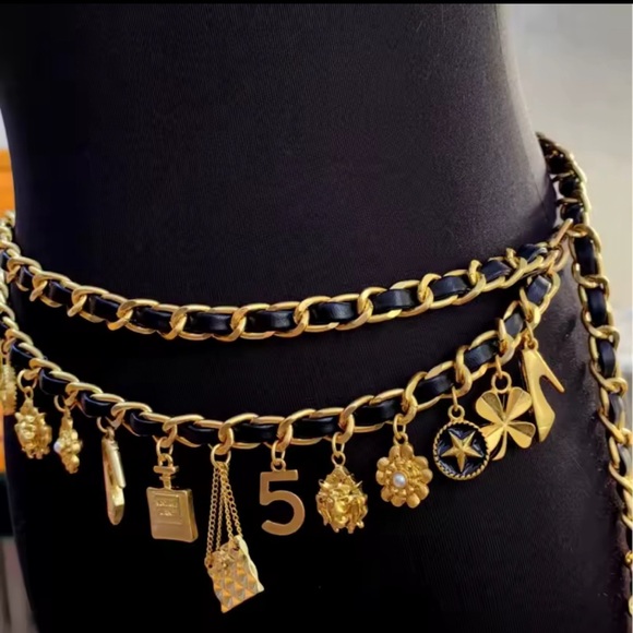 Designer Gold and Black Charm Belt